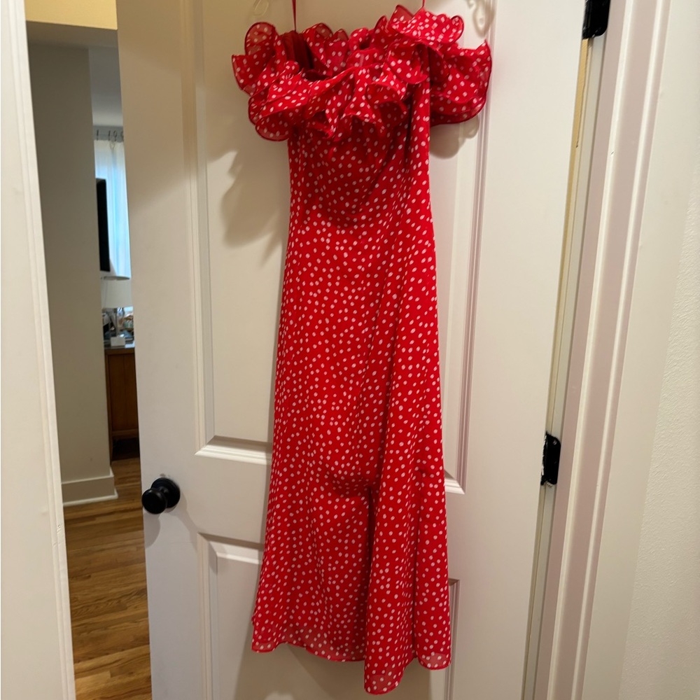 KEEPSAKE the Label Red Strapless Polka Dot Dress